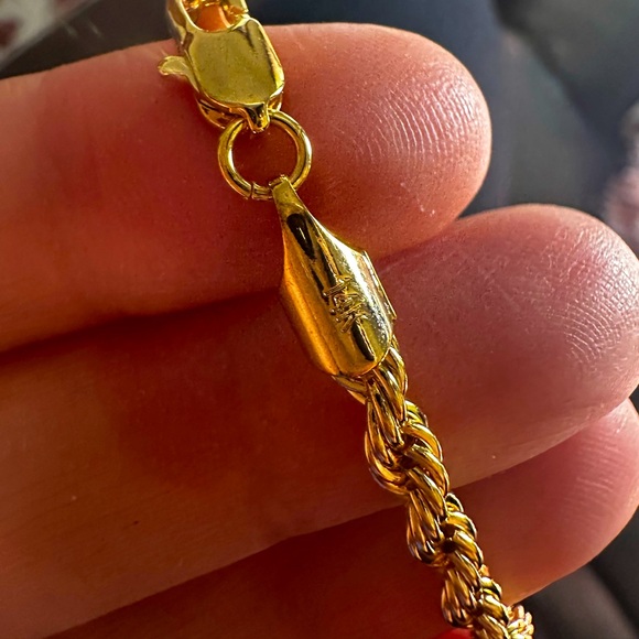 New Thick 14K Solid Gold filled rope chain bracelet 8 in tall unisex men women - Picture 4 of 8